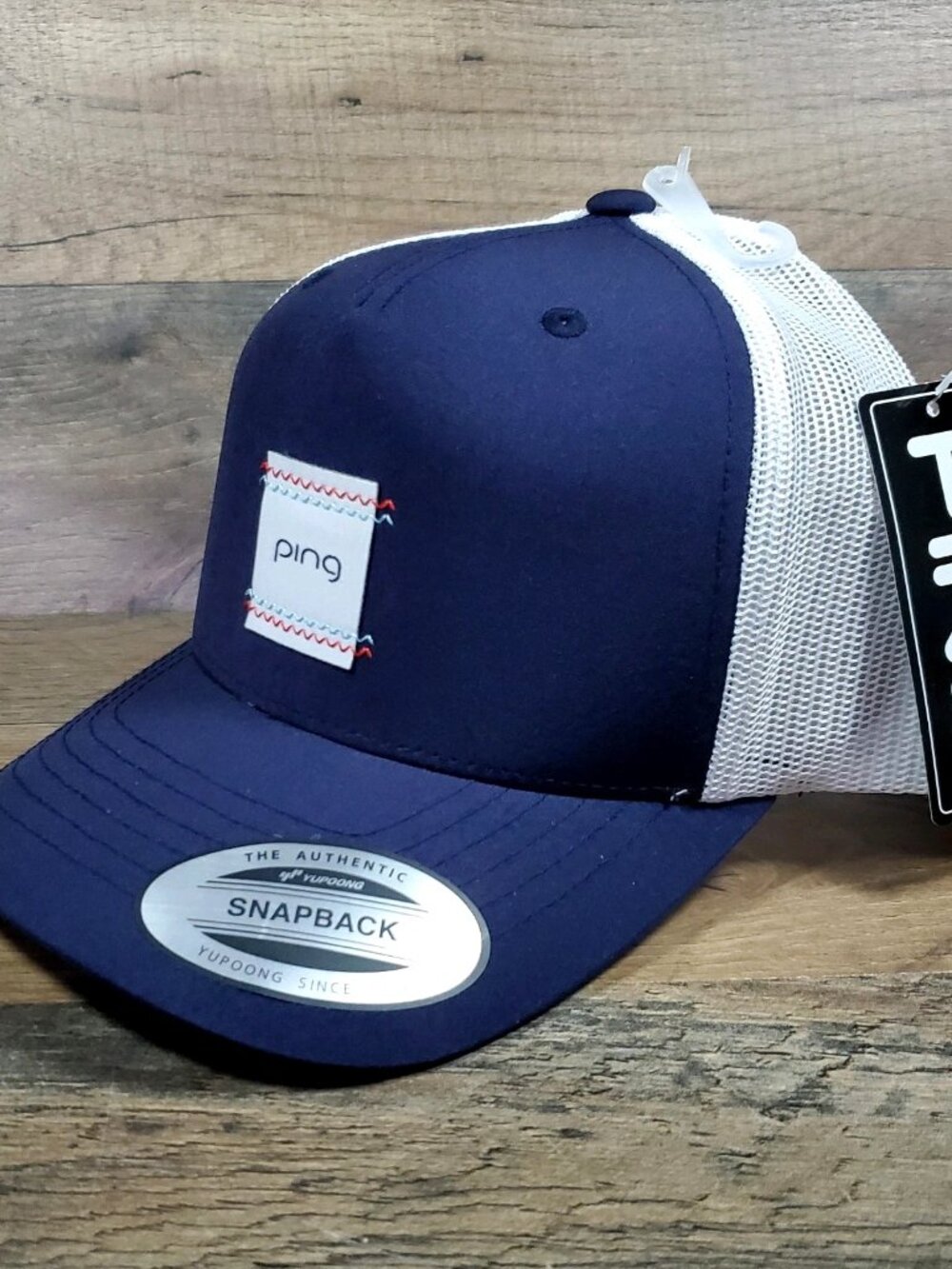 PING Women's Stitch Snapback Golf Hat Cap Navy Blue - White NEW